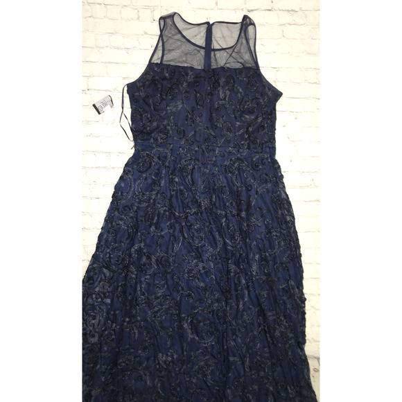 Alex Evenings Dresses & Skirts - Alex Evenings Women's  Navy Illusion Crew Neck Long Embroidered Dress, Sz 16